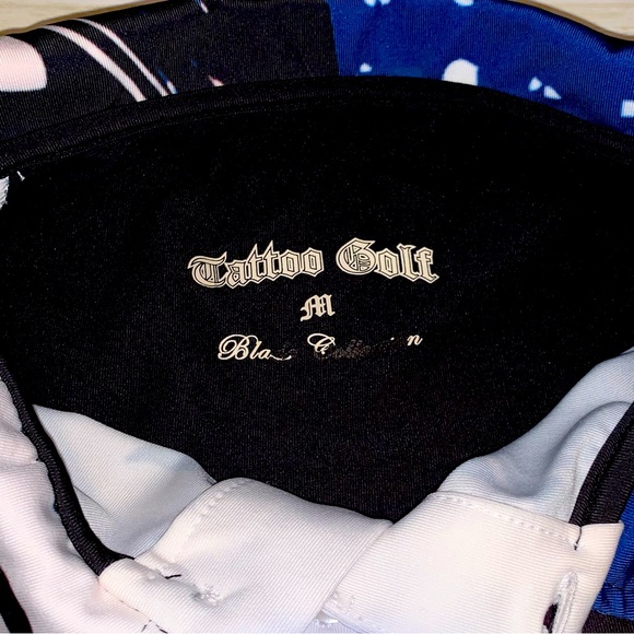 Tatoo Golf Polo Shirt Mens M Blue Black Collection Short Sleeve Skull ⛳️🔥 - Picture 3 of 4